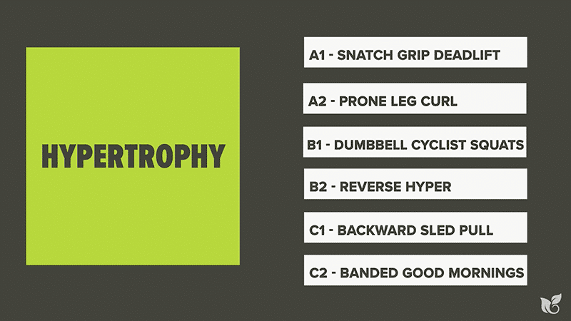 Chart of sample hypertrophy microcycle workout. 