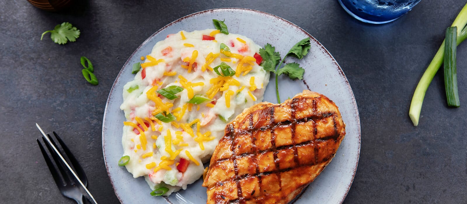 Backyard BBQ Chicken with Cheesy Tex-Mex Cauli-Mash