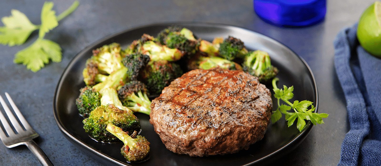 Build-a-Meal Recipe: Grass-Fed Bison Burger with Spicy Pan Fried Broccoli