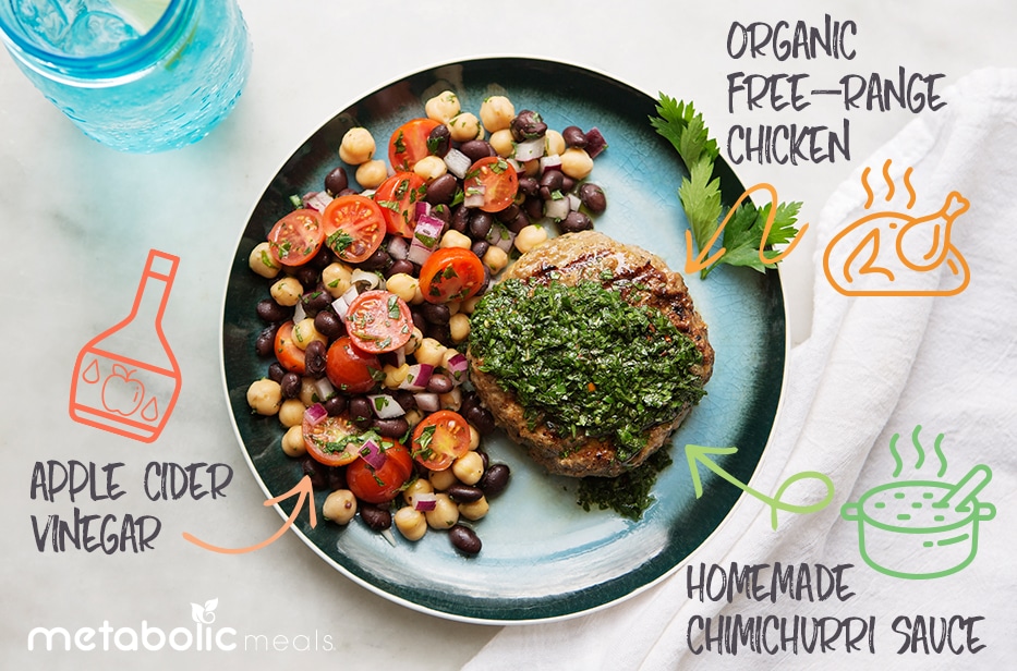 Chimichurri Chicken Burger and Black Bean Salad