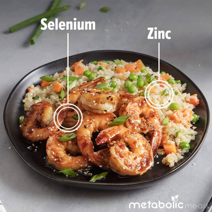 Wild-Caught Shrimp and Cauliflower Rice are good sources of immune-boosting nutrients like selenium and zinc.