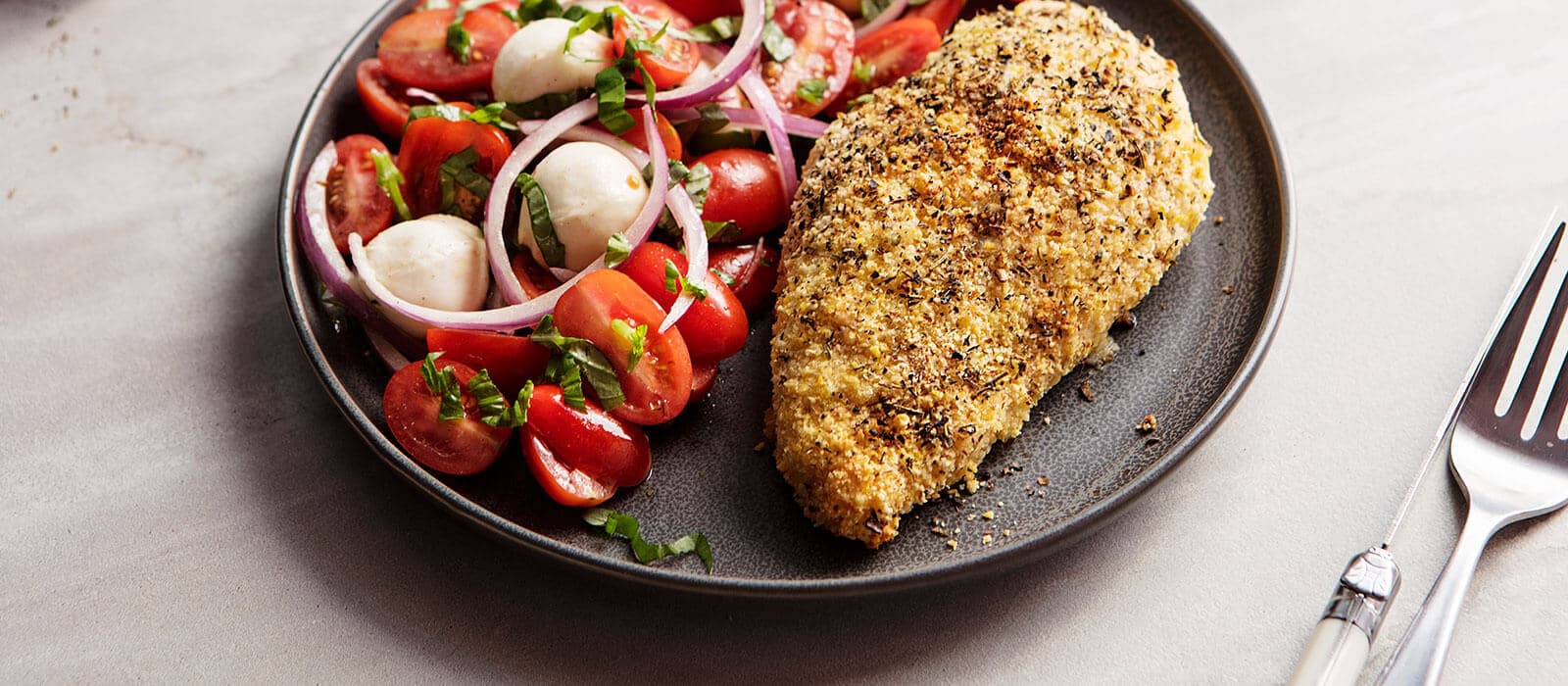 Italian Breaded Chicken Breast and Caprese Salad Metabolic Meals Blog