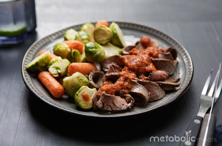 Entrée Spotlight: Grilled Grass-Fed Beef Flank Steak Provencal & Roasted Vegetables