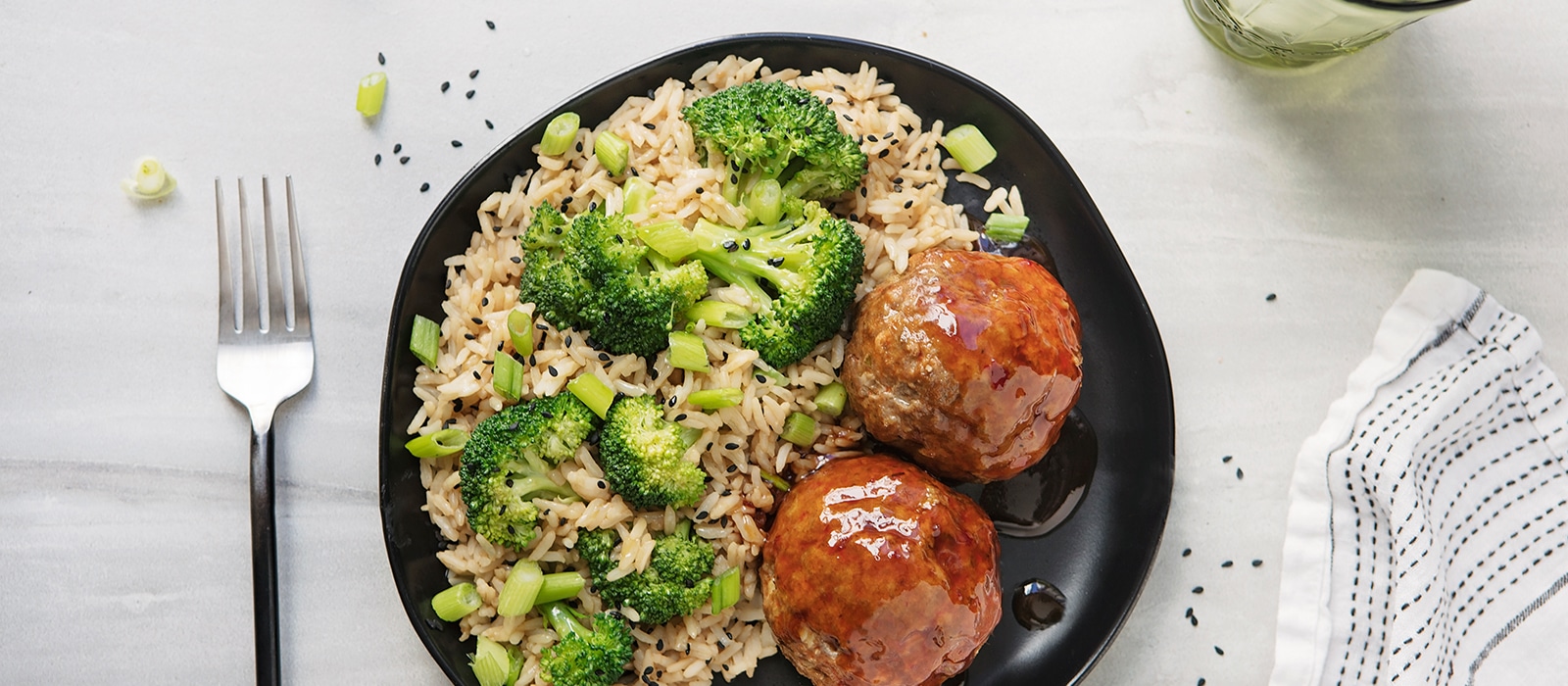 Sweet and Sour Grass-Fed Bison Meatballs and Teriyaki Broccoli Rice