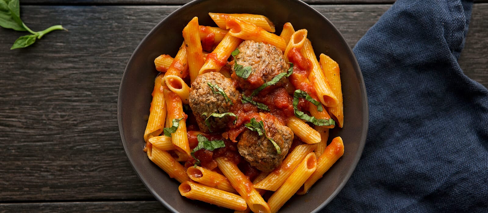 Penne Pasta Al Pomodoro with Grass-Fed Bison Meatballs - Metabolic ...