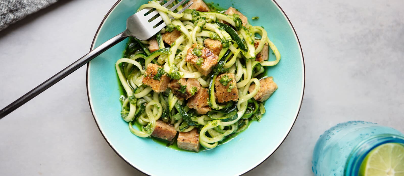 Wild-Caught Salmon & Zucchini Noodles with Basil Pesto