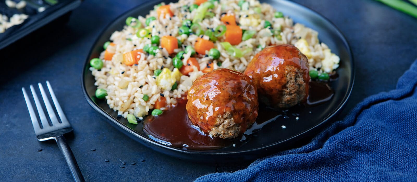 Sweet and Sour Grass-Fed Beef Meatballs with Vegetable ‘Fried’ Rice