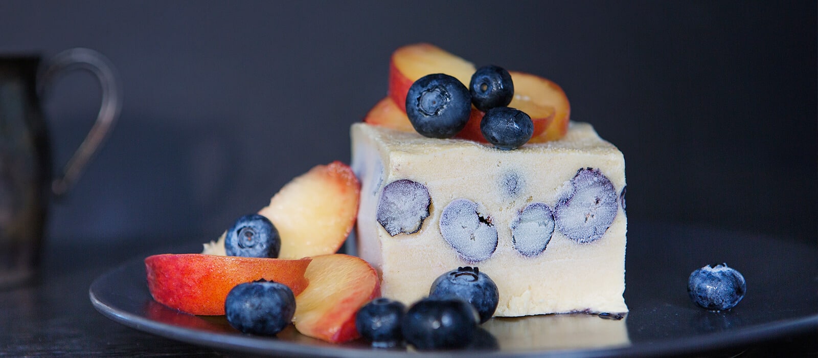 Blueberry, Peaches and Cream Ice Cream Cake